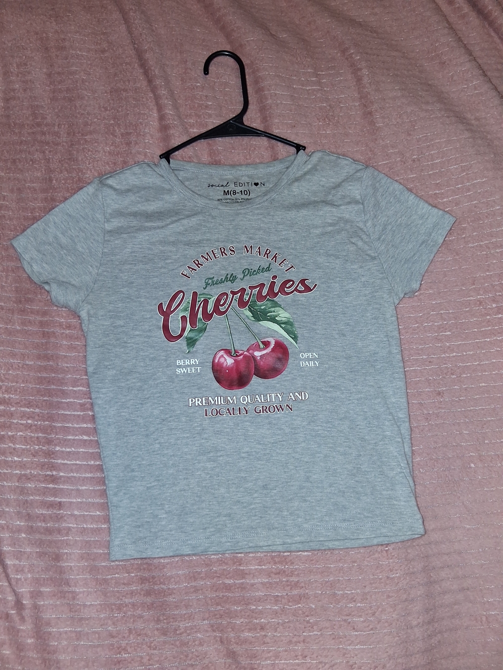 Cherries Graphic Tee - Grey -